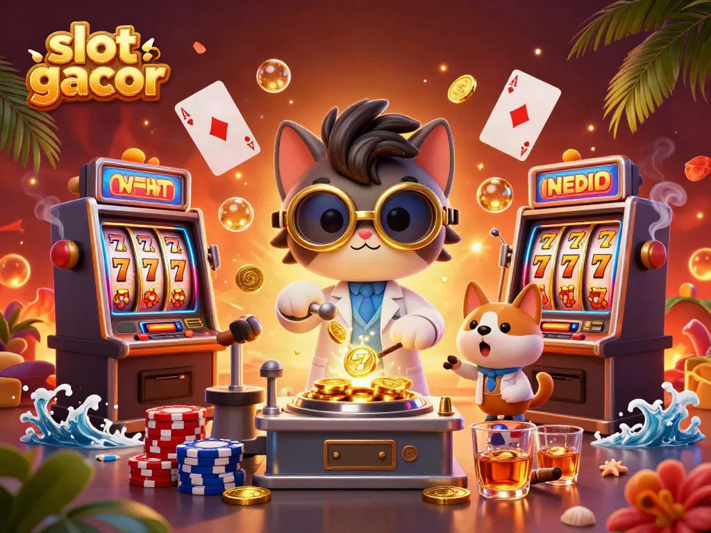 Experience thrilling slot gacor gameplay with a whimsical gamboling scene featuring clever characters.