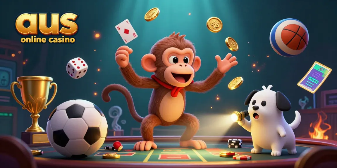 Experience the lively atmosphere of an aus online casino with vibrant characters and gaming elements.