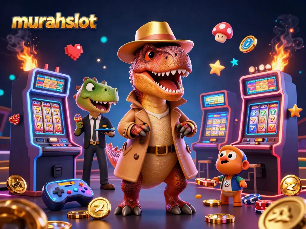 Menang di murahslot dengan velociraptor cerdas dan suasana kasino yang hidup.