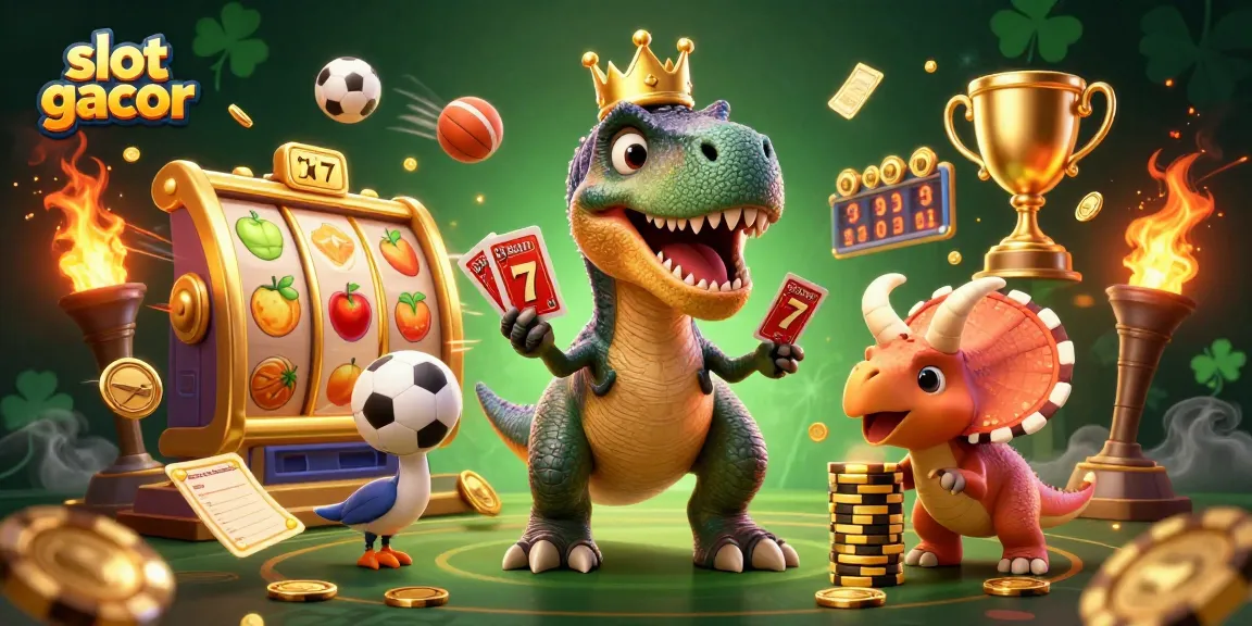 Experience thrilling gameplay with slot gacor as cartoon dinosaurs engage in exciting casino fun.