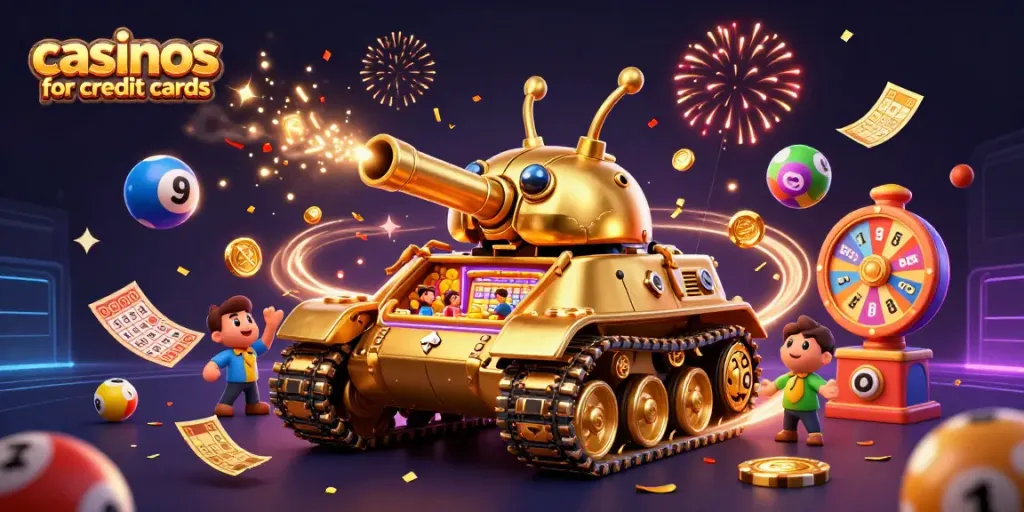 Engage with casinos for credit cards and experience a vibrant, energetic gaming scene with festive visuals.