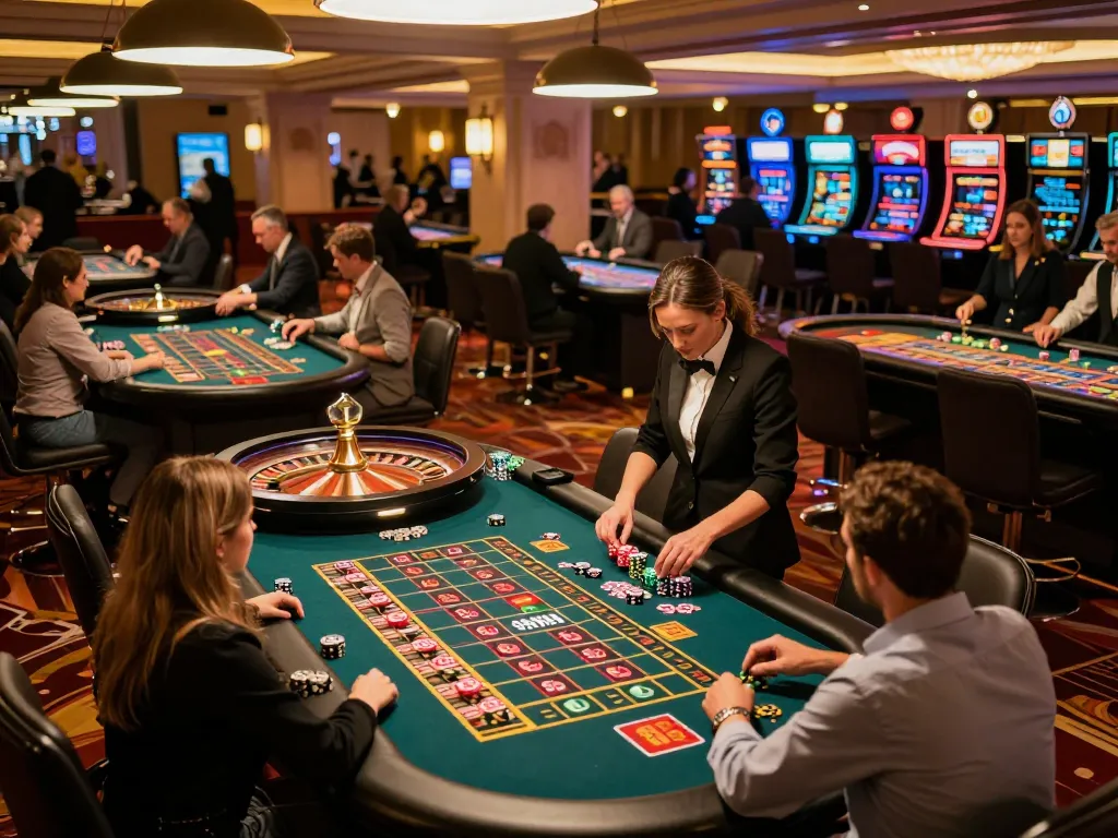 Players enjoying the excitement of roulette at 98win's luxurious casino floor