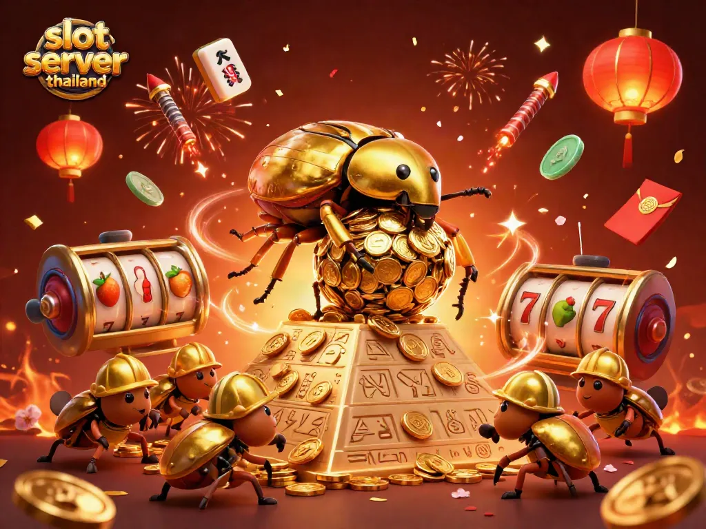 Experience big wins at slot server thailand with vibrant golden symbols and dynamic gaming elements.