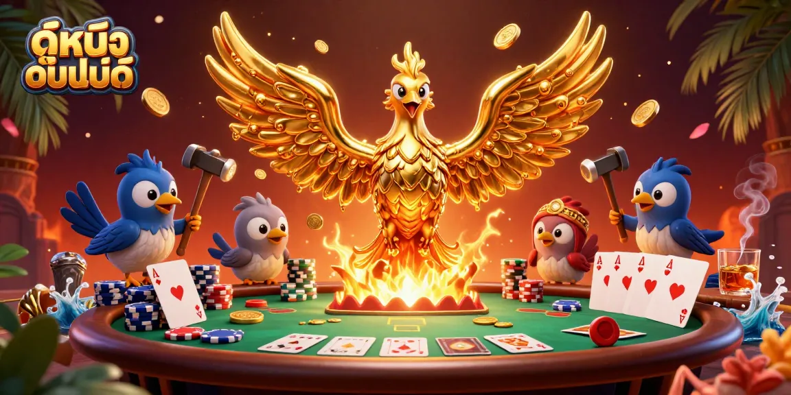 Experience ดูหนังออนไลน์ excitement as a molten golden phoenix unveils colorful poker elements