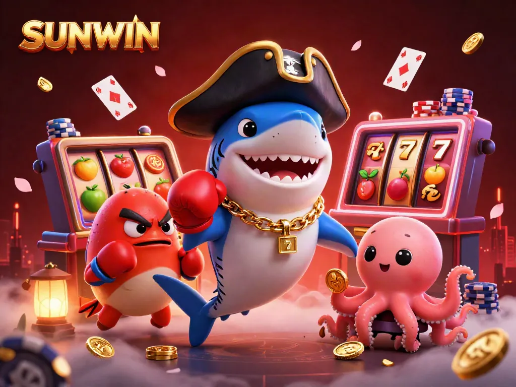 Join the excitement at SUNWIN with vibrant casino elements and fun characters!