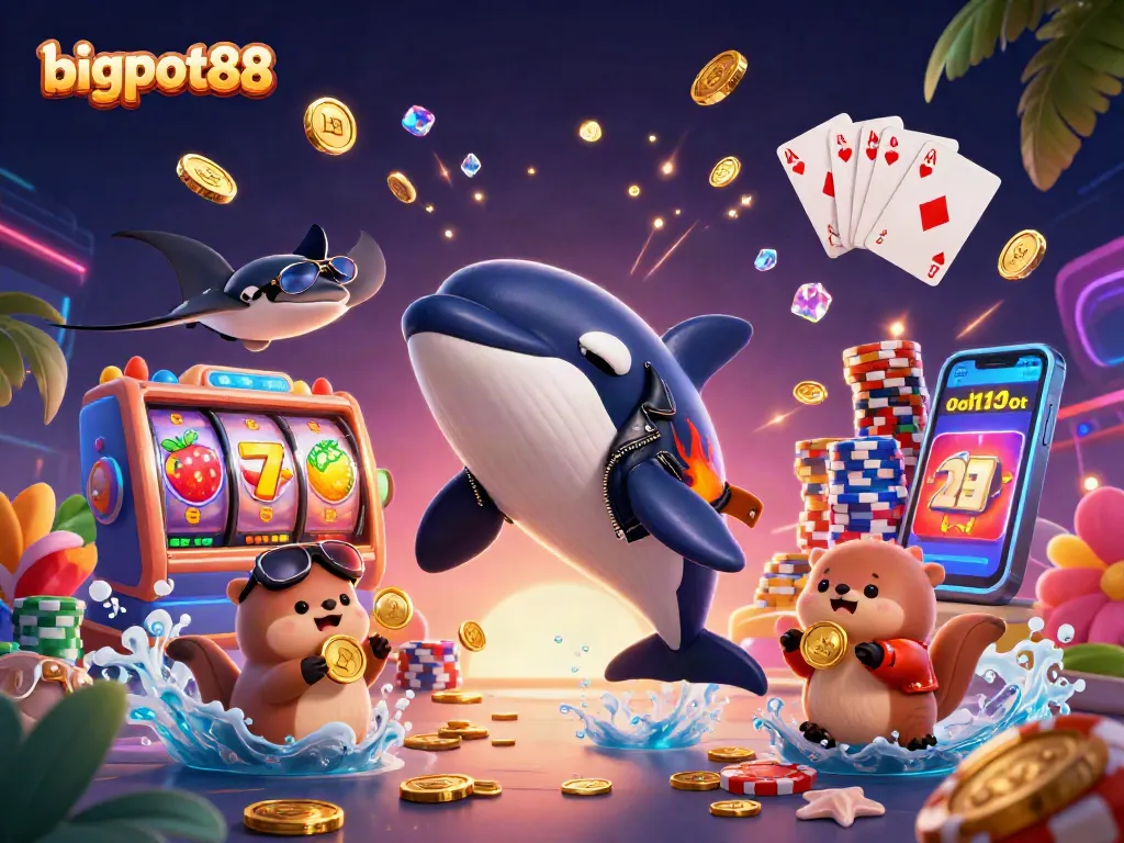 Menangkan keberuntungan Anda dengan bigpot88 saat berang-berang mengapung membawa koin emas.
