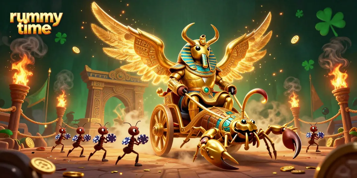 Experience thrilling rummy time gameplay with vibrant characters and dynamic casino elements.