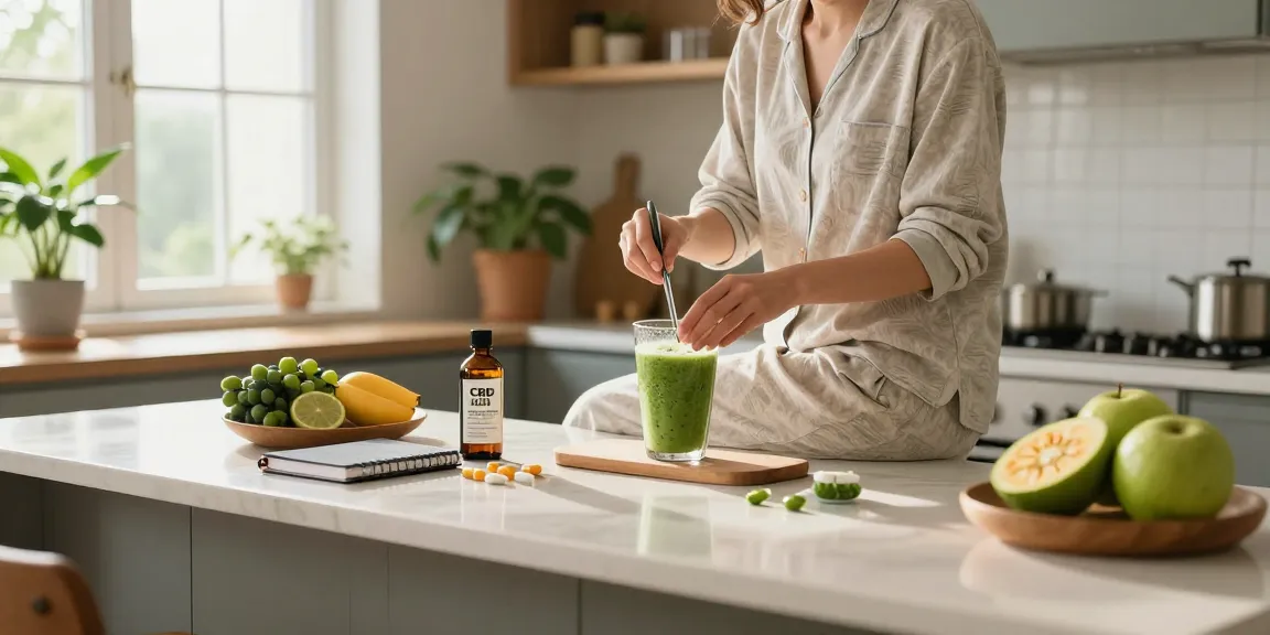 How To Vape safely while enjoying premium CBD oil and natural hemp extracts in a serene kitchen wellness setting.