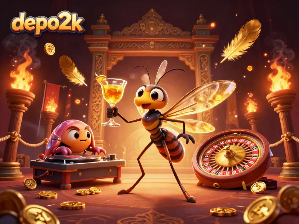Experience the thrilling gameplay of depo2k with vibrant casino-themed characters and action-packed elements.