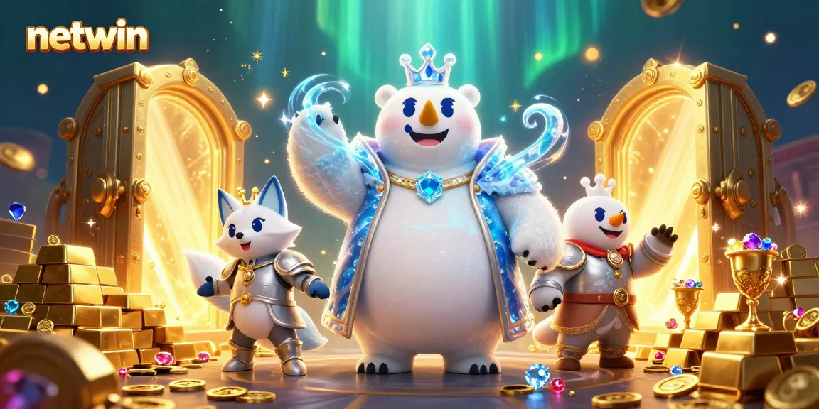 Engage in epic wins with netwin, featuring dazzling treasures and vibrant characters in a magical casino realm.