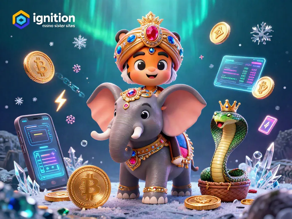 Explore ignition casino sister sites with a vibrant 3D illustration of rich casino elements and characters.