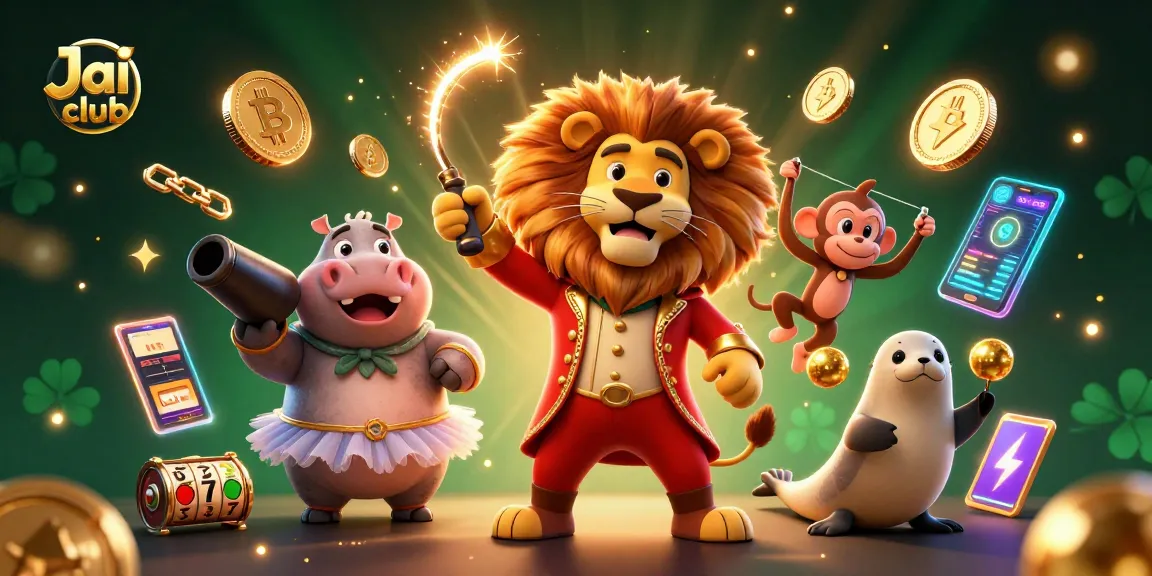 Celebrate at Jai club with vibrant 3D characters engaged in fun casino activities, surrounded by iconic slot game elements.