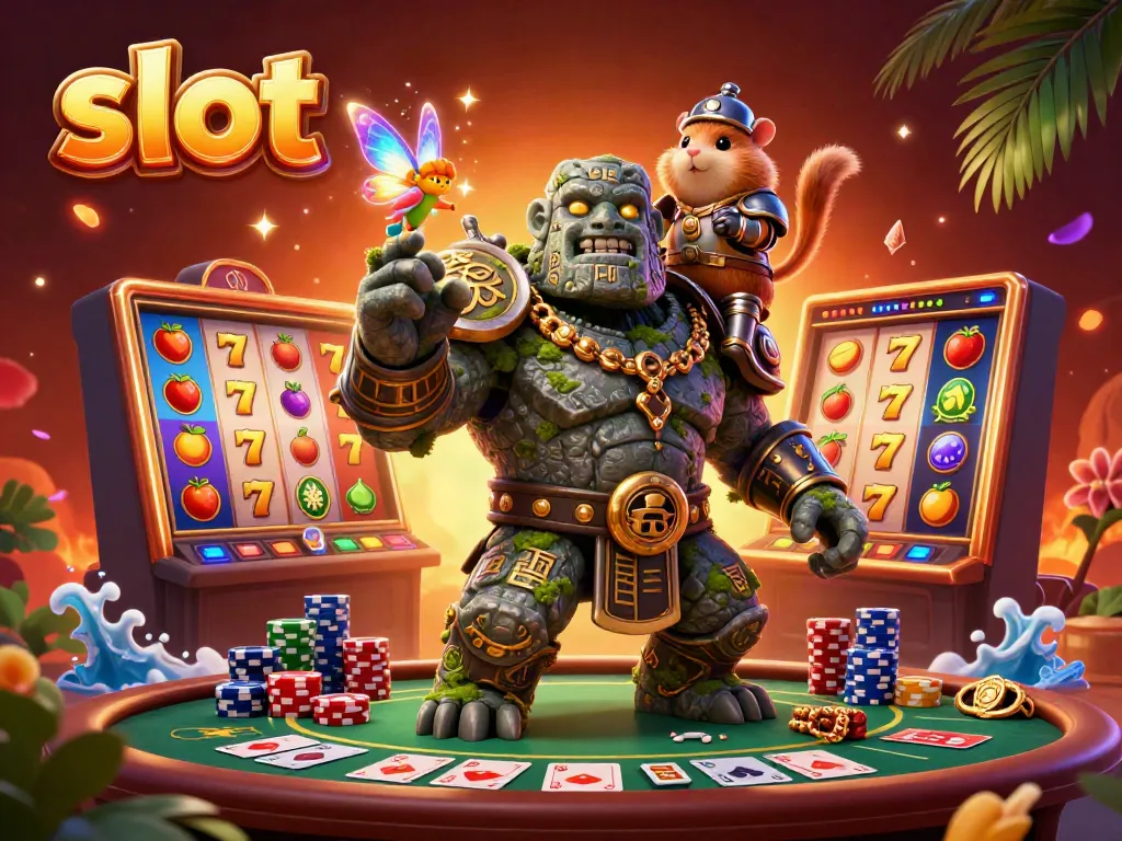 Engaging scene featuring slot symbols and characters celebrating jackpot wins, highlighting the slot theme.