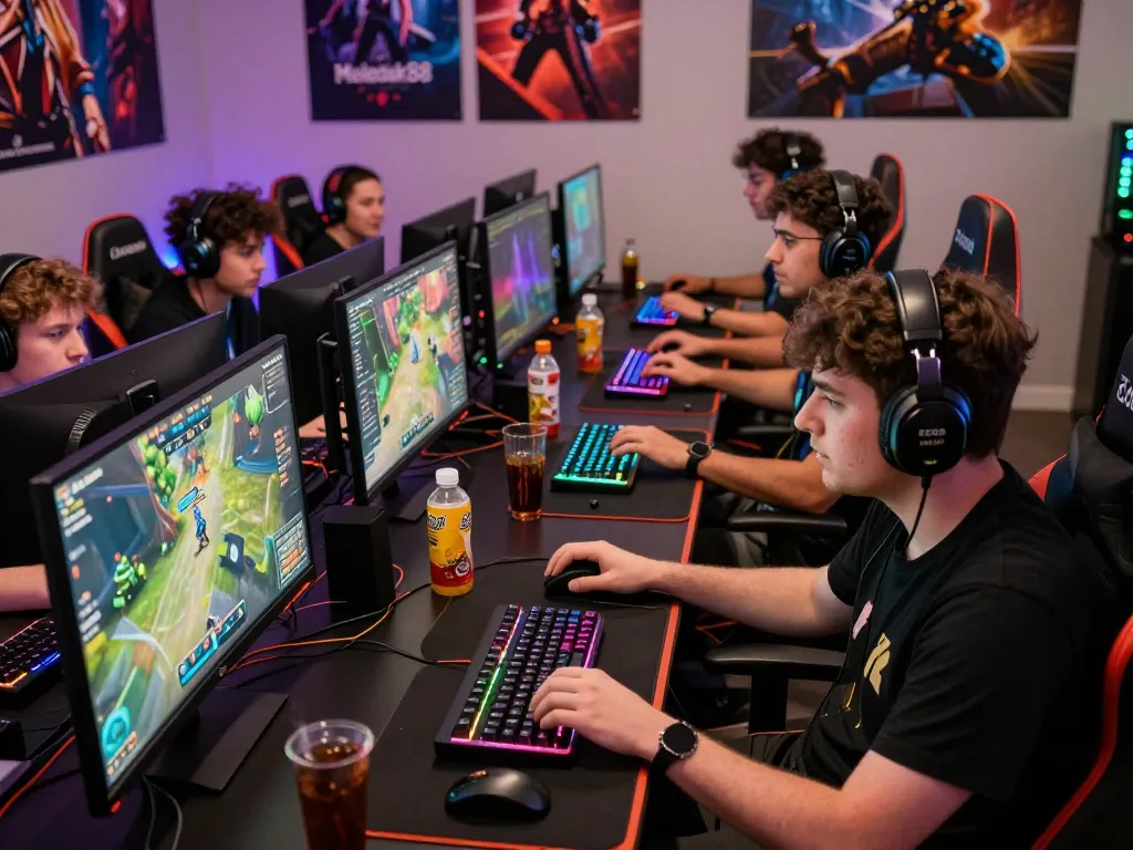 Exciting Meledak88 gaming session with diverse players enjoying high-stakes games in a vibrant atmosphere.