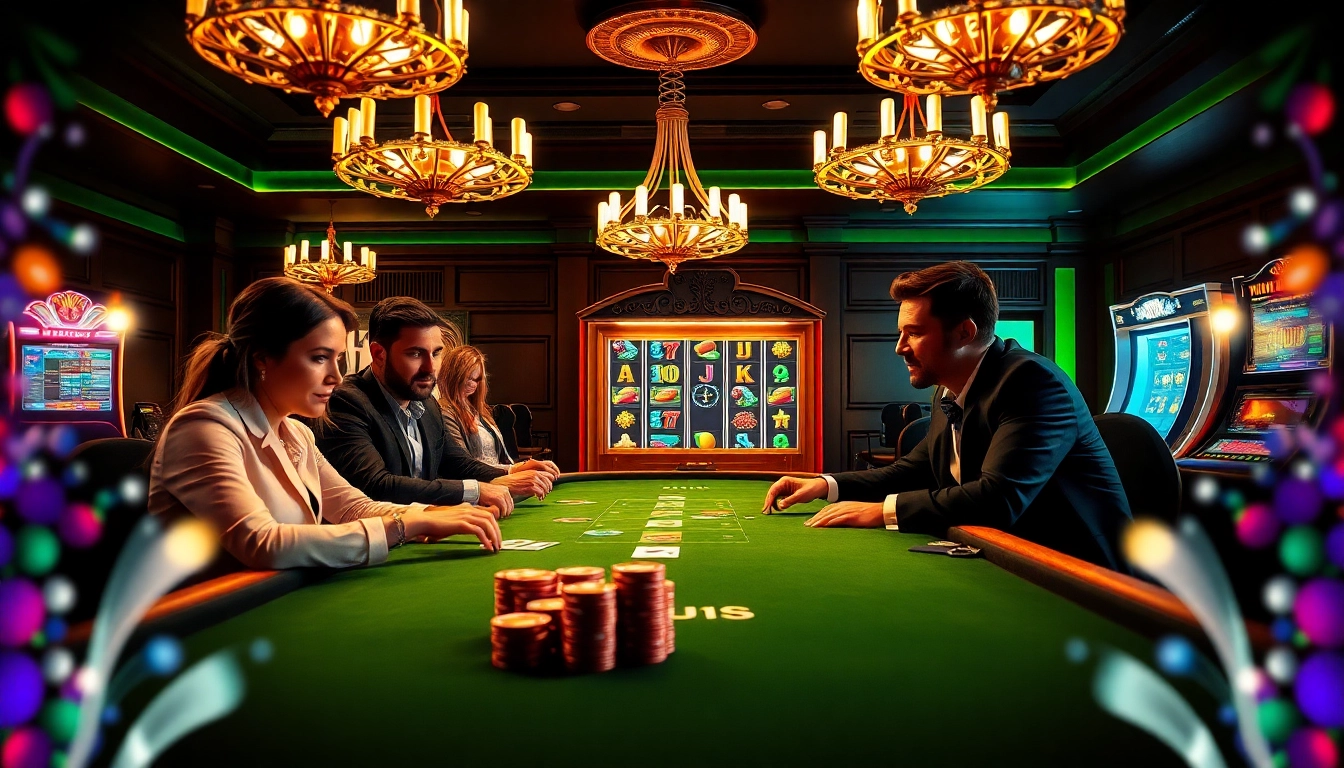 Engage with rikvip on a premium gaming table illuminated with vibrant casino lights.
