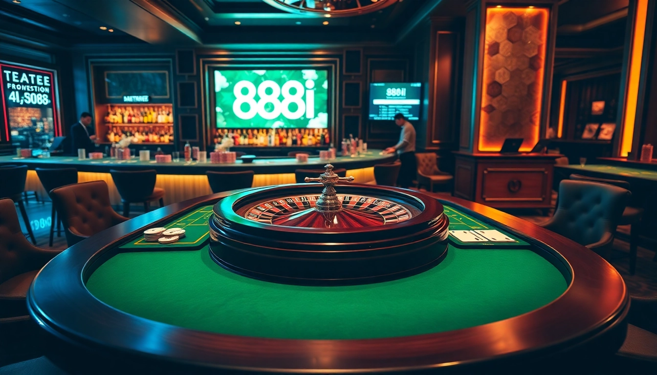 Experience the excitement of 88i gaming at a luxurious casino with roulette and poker.