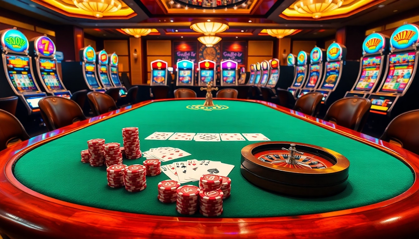 Experience the excitement of the casino with 5Z777 poker cards and chips on a luxurious gaming table.