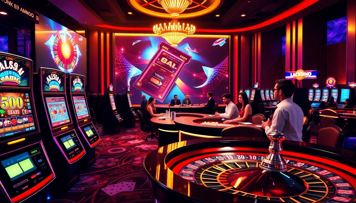 Engaging gaming atmosphere with link 88i featuring vibrant slot machines and poker chips.