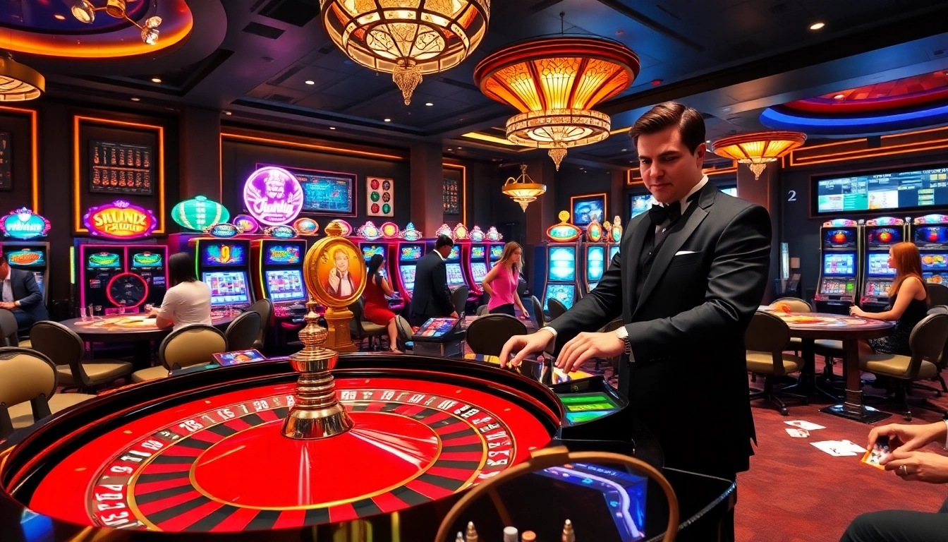 PHTAYA casino setting with roulette, vibrant slots, and engaged players for a thrilling experience.