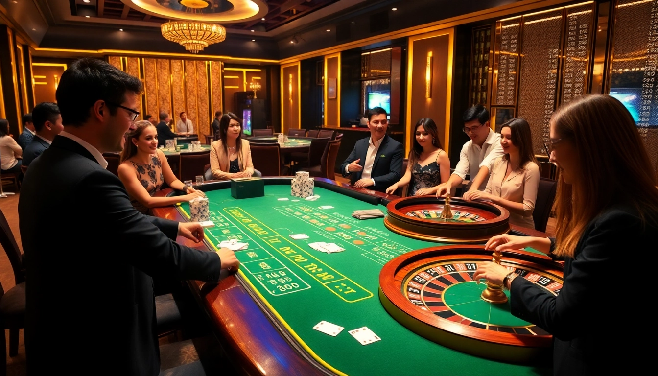 Experience the thrill of winning at https://mk8.ac/ with vibrant casino gaming tables and excited players.