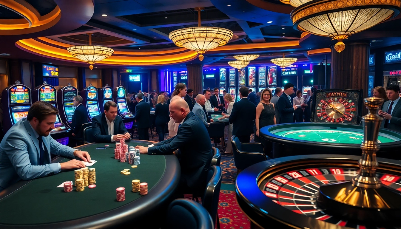 Players engage at the poker table in a bustling casino scene with a focus on the exciting moments of haywin.