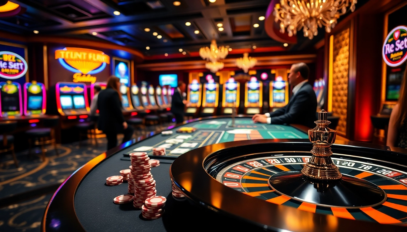 Kubet gaming table with vibrant roulette wheel and engaged players, showcasing an exciting casino atmosphere.