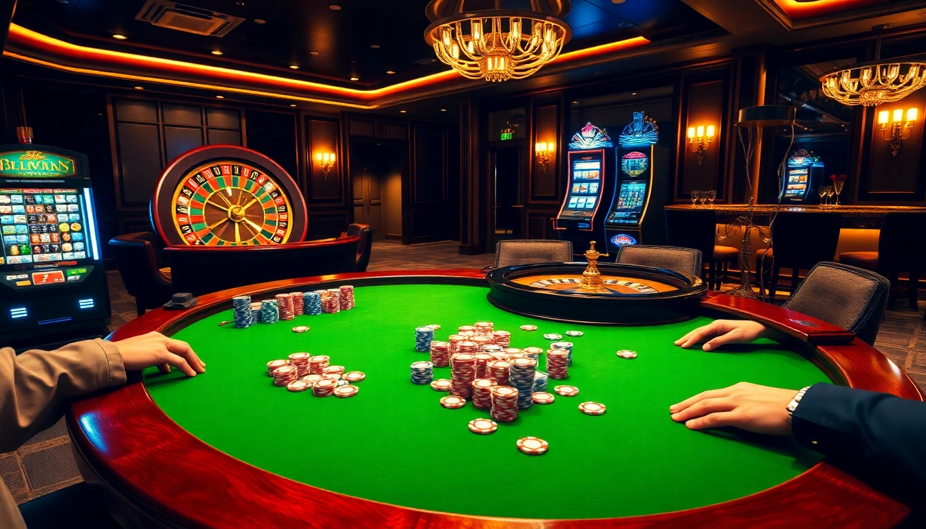 Experience the excitement of mmoo.se.net at a vibrant casino table with players and chips.