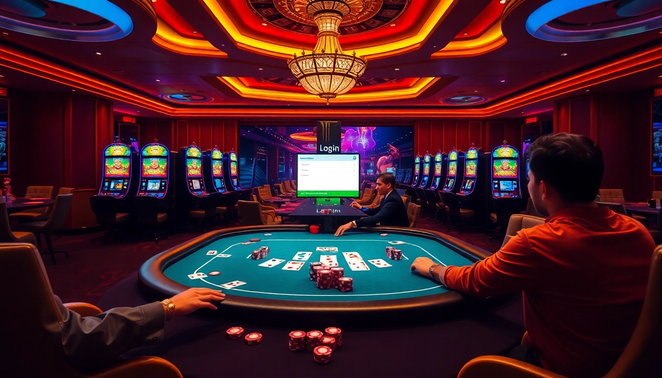 Access the login rajatoto88 page in a vibrant casino setting filled with excitement and luxury.