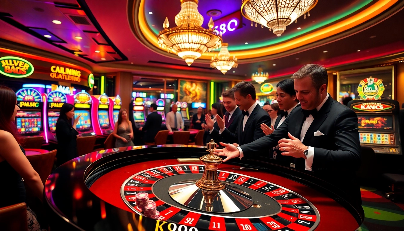 K88 online casino action at a roulette table with vibrant slot machines.