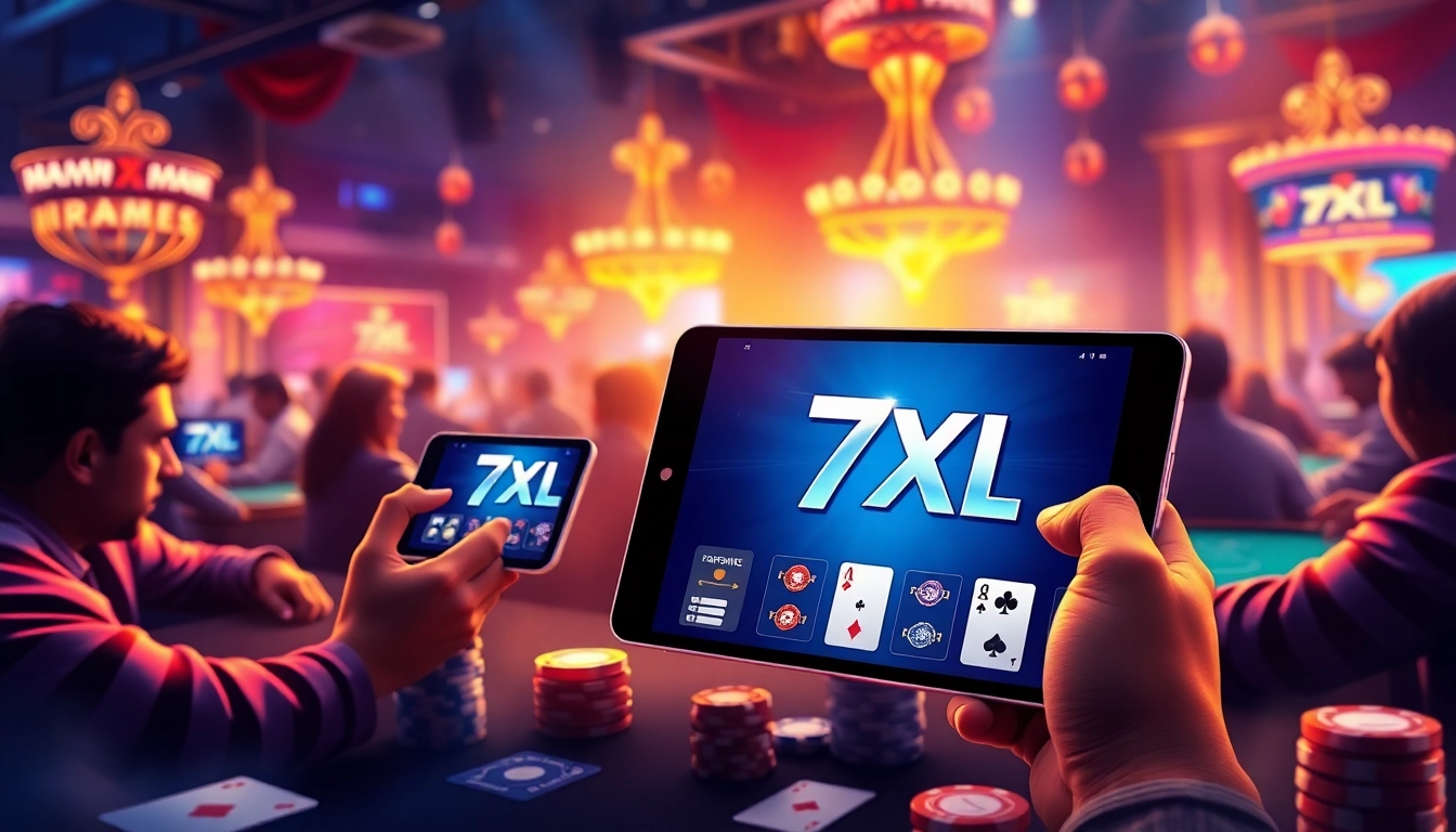 משחקיות מרתקת על פלטפורמת 7XL פוקר, המדגישה התלהבות משחק מקוון צבעונית.