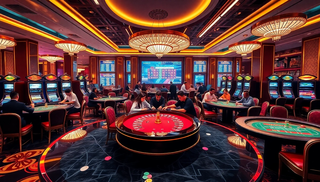 Pushpa Club showcases an elegant casino scene with players at poker tables, embodying thrilling gambling excitement.
