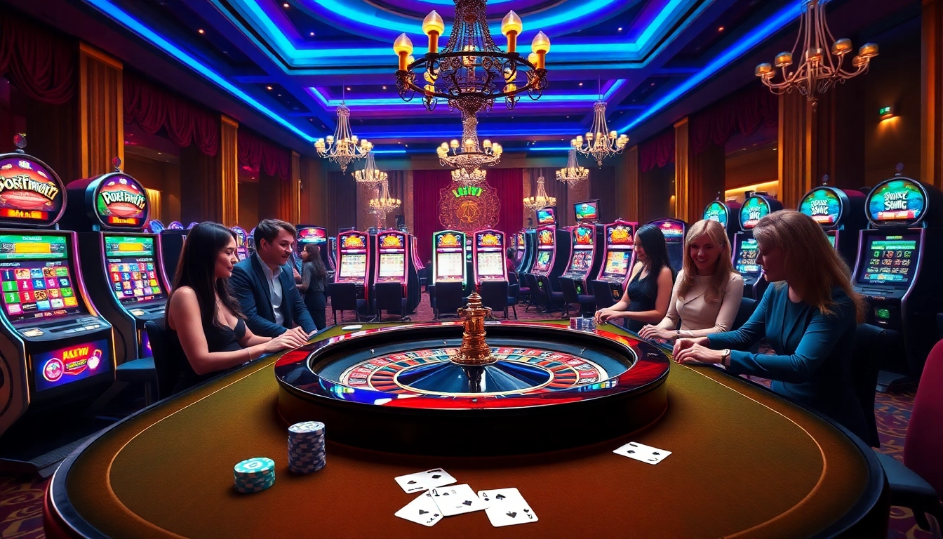 The excitement of players at a roulette table, capturing the luxury of 555win casino experience.