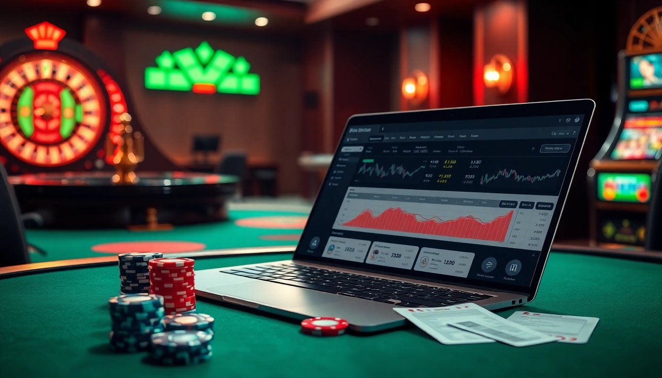 Betting Online Now at a luxury casino scene with poker chips, cards, and a betting interface.