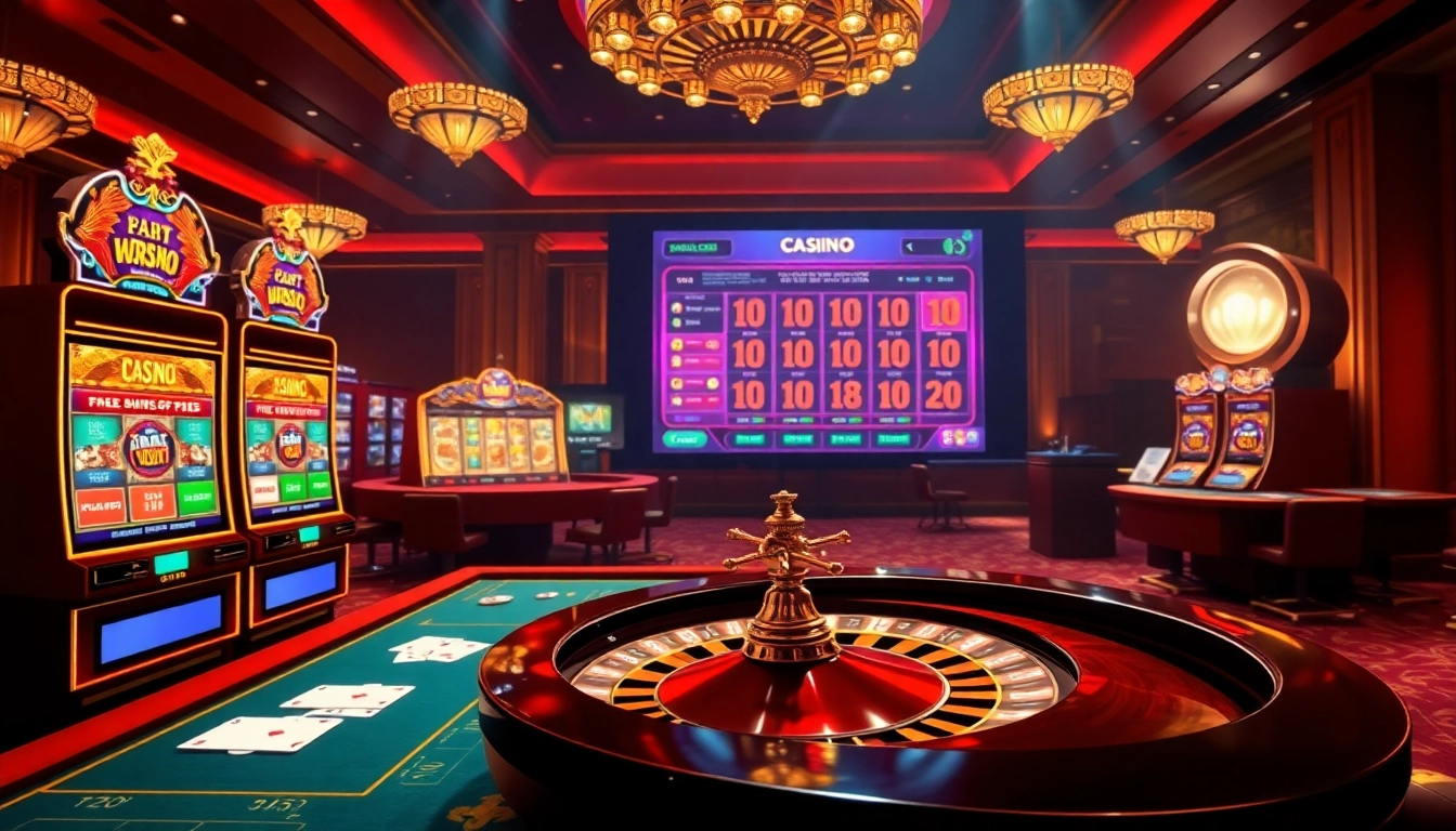 Experience the thrill of kerajaanslot at a luxurious casino with vibrant slot machines and elegant tables.