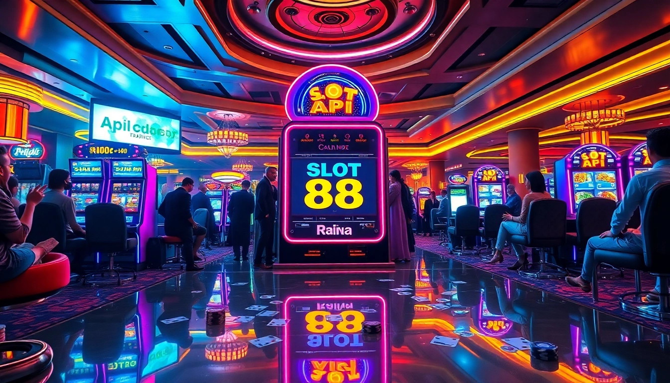 Engaging players at the Slot API Raja 88 machine in a vibrant casino atmosphere.