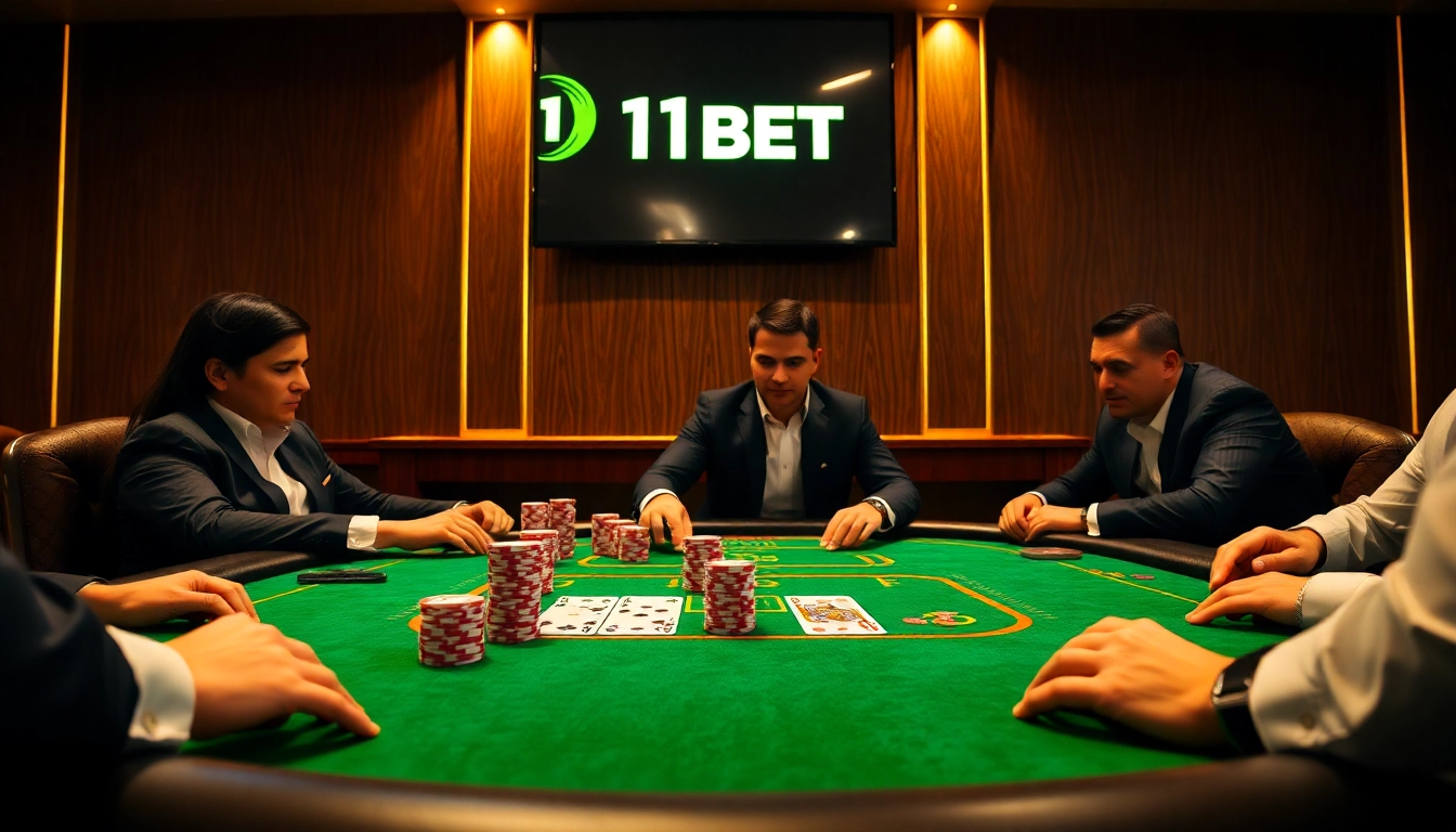Experience high-stakes poker action at https://11betn.com/ with elegant players and vibrant chips.