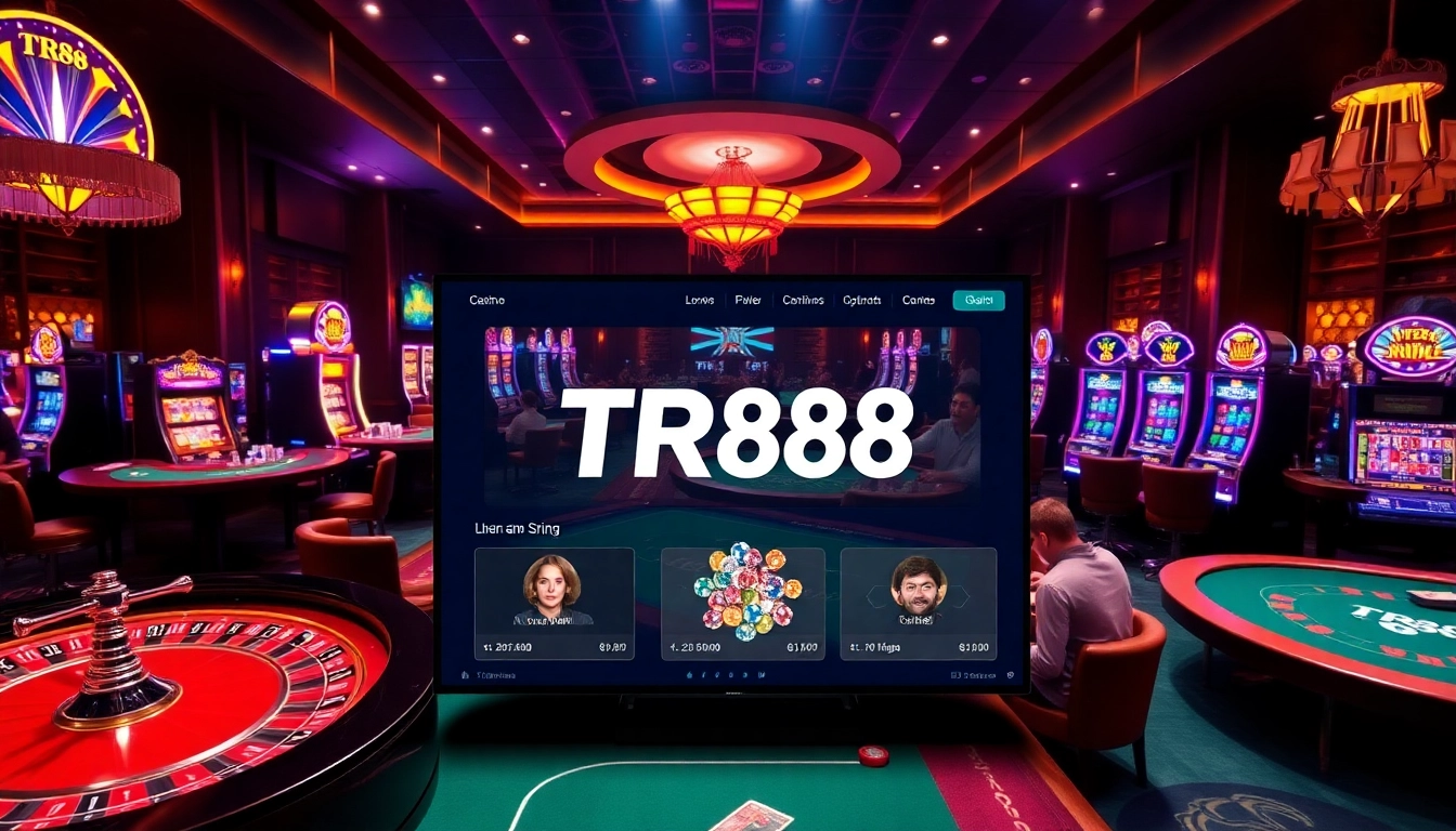 Engaging players at TR88 casino tables, showcasing vibrant games and online betting excitement.