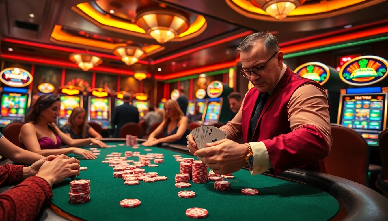 Players engaging in high-stakes poker at KP88 casino, showcasing the thrill of the game.