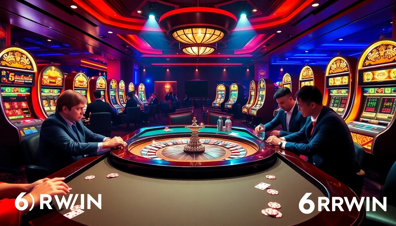 Players enjoying the thrill of live casino action at 6RWIN with roulette and poker chips.