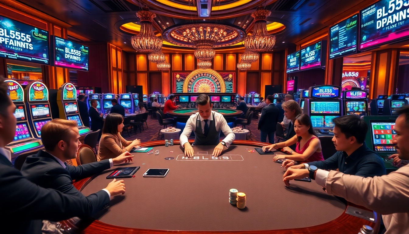 BL555 gaming table scene showing players in a high-stakes casino atmosphere with vibrant lighting.